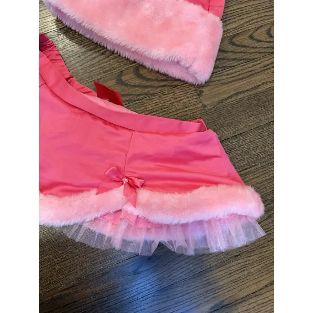 Victoria's Secret Vintage Limited Edition Pink Satin Santa Skirt & Marching Hat